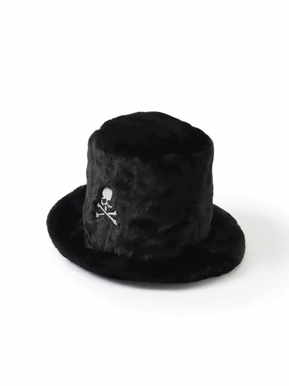 Mastermind Japan Black Faux Fur Bucket Hat Skull Embroidered Streetwear Goth O/S